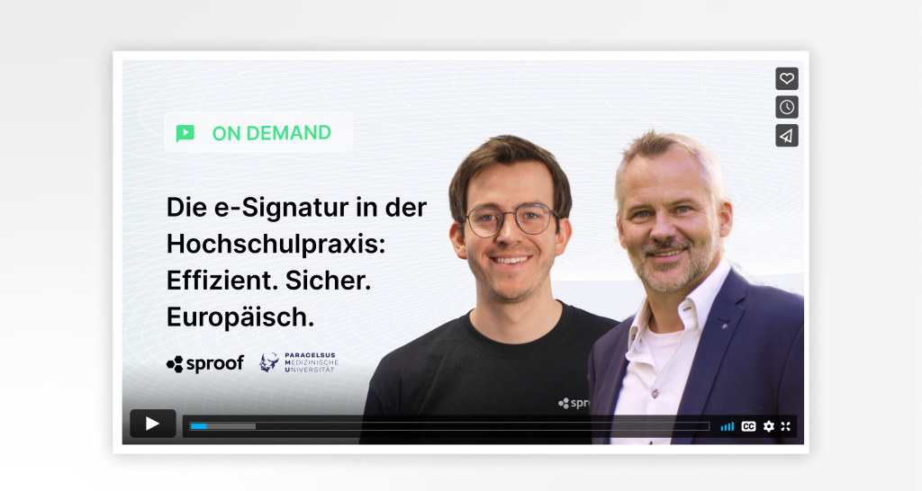 Thumbnail Webinar-Video Digitale Signatur in der Hochschulpraxis - sproof & PMU
