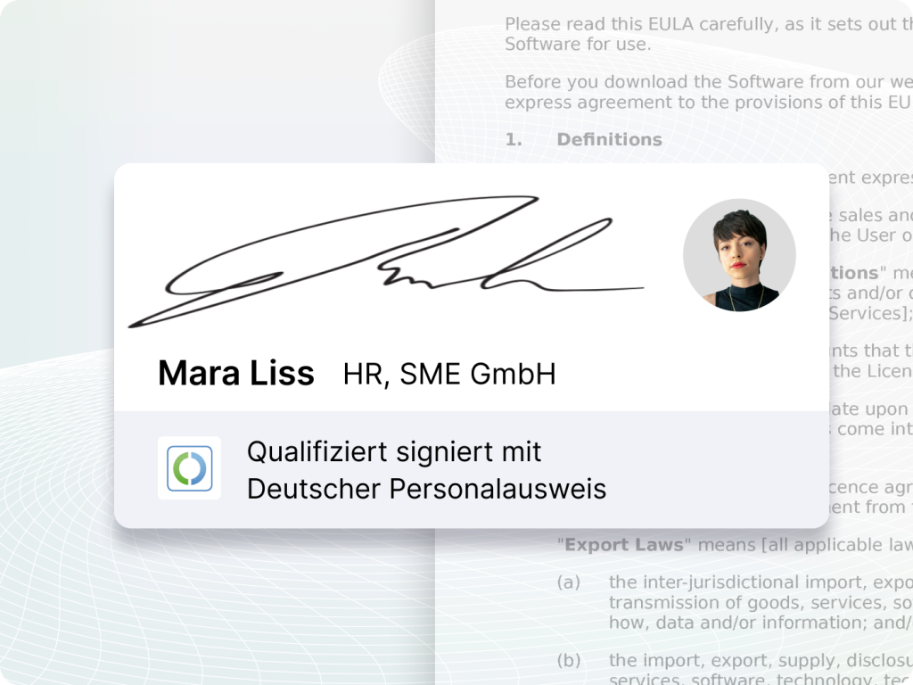 Mockup qualifiziert signiert mit Deutscher Personalausweis - sproof sign